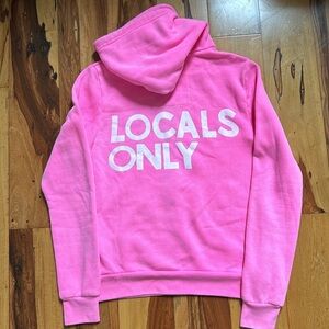 Aviator Nation, Locals Only Neon Pink zip up Hoodie Sz Small